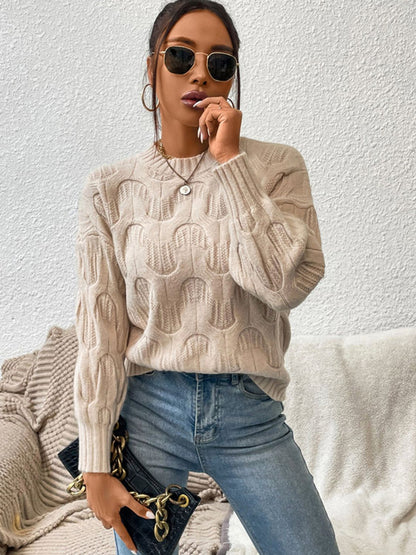 Round Neck Long Sleeve Sweater - Fashion Finder Hub