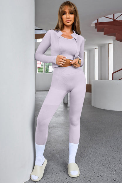 Tank Cropped Active Top and Pants Set - Fashion Finder Hub