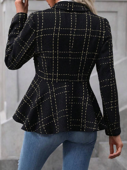 Ruffle Hem Collared Blazer - Fashion Finder Hub