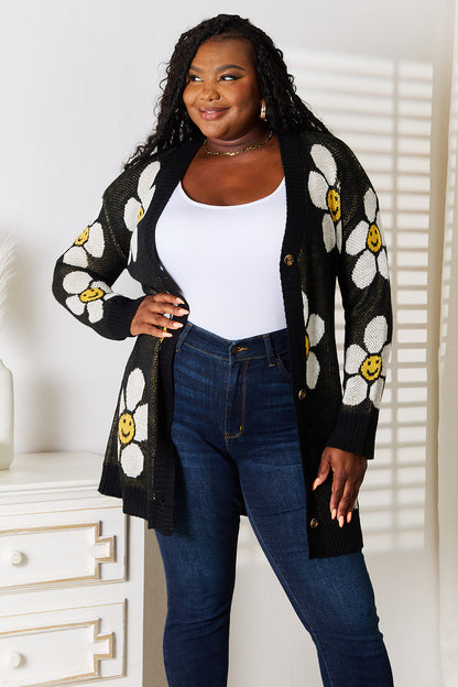 Floral Button Down Longline Cardigan - Fashion Finder Hub