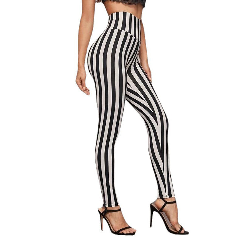 Vicki Vertical Stripes High Waist Leggings Skinny Pants 😍