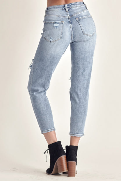 RISEN Distressed Slim Cropped Jeans - Fashion Finder Hub