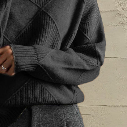 Geometric Turtleneck Long Sleeve Sweater - Fashion Finder Hub