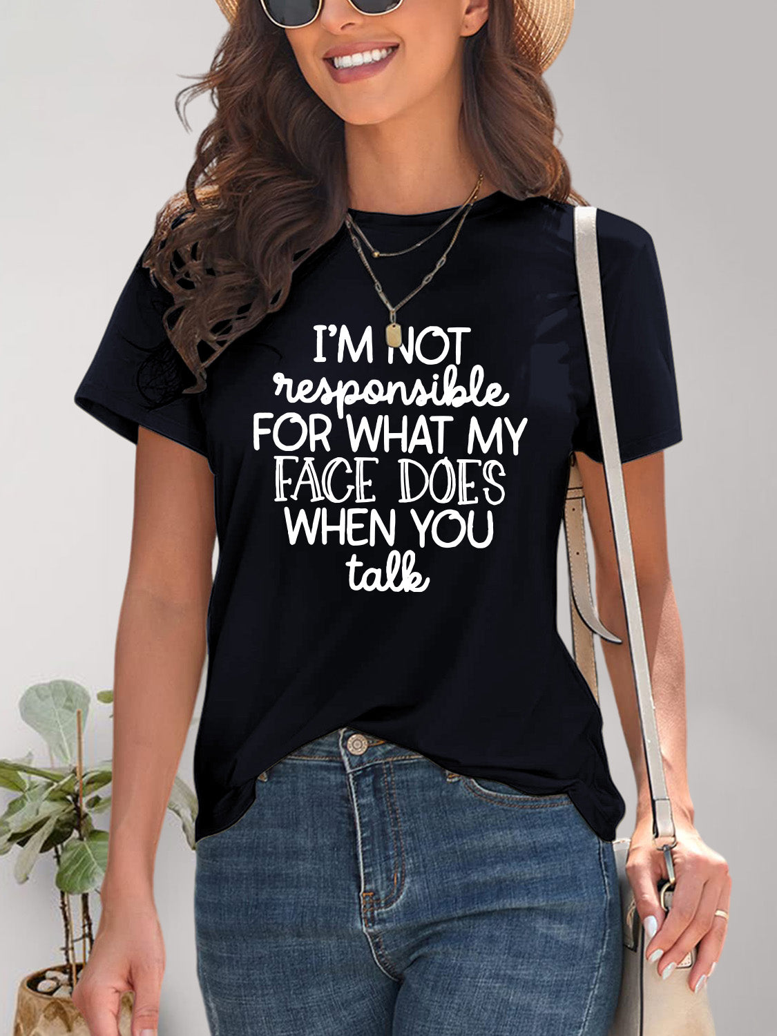 Letter Graphic Round Neck Short Sleeve T-Shirt - Fashion Finder Hub