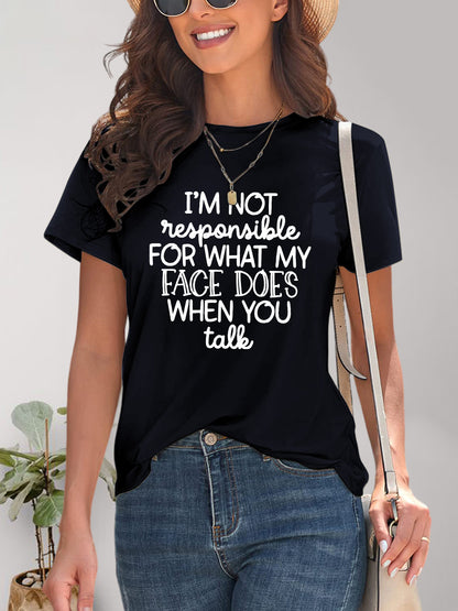 Letter Graphic Round Neck Short Sleeve T-Shirt - Fashion Finder Hub