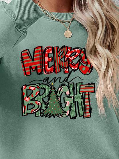 MERRY AND BRIGHT Long Sleeve Sweatshirt - Fashion Finder Hub