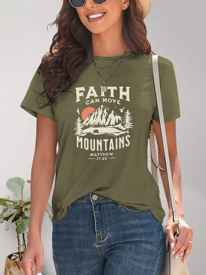 Graphic Round Neck Short Sleeve T-Shirt - Fashion Finder Hub