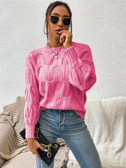 Round Neck Long Sleeve Sweater - Fashion Finder Hub
