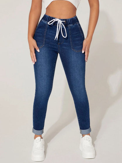 Drawstring Cropped Jeans - Fashion Finder Hub