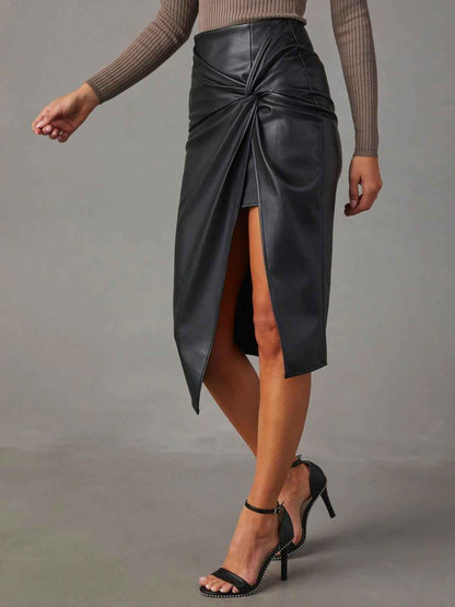 Twist Detail High Waist Skirt - Fashion Finder Hub