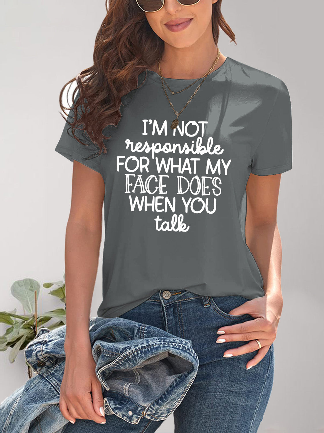 Letter Graphic Round Neck Short Sleeve T-Shirt - Fashion Finder Hub