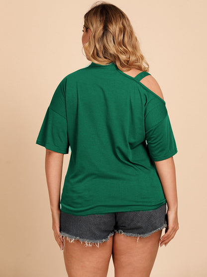 Plus Size Tied Cold-Shoulder Tee Shirt - Fashion Finder Hub