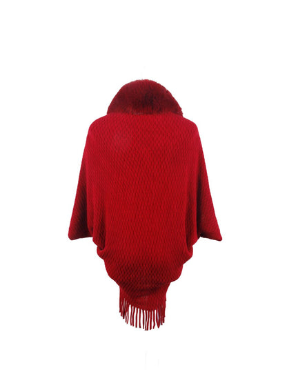 Open Front Fringe Hem Poncho - Fashion Finder Hub