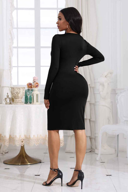 Cutout Twisted Long Sleeve Dress - Fashion Finder Hub