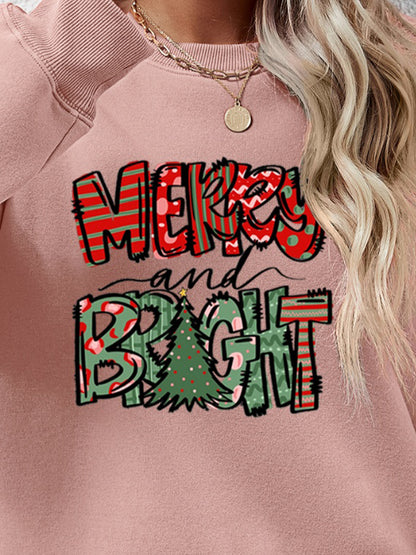 MERRY AND BRIGHT Long Sleeve Sweatshirt - Fashion Finder Hub