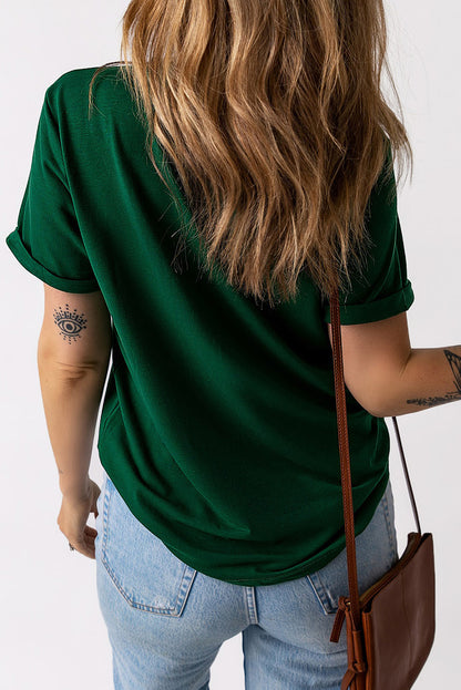 LUCKY Round Neck Short Sleeve T-Shirt - Fashion Finder Hub