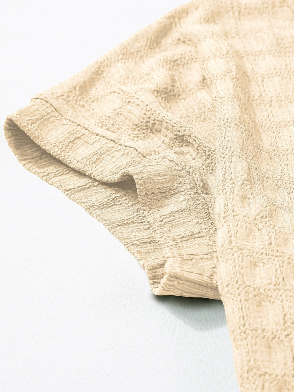 Textured Round Neck Short Sleeve Top - Fashion Finder Hub