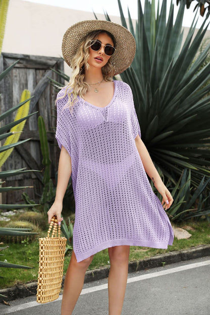 Openwork Side Slit Cover-Up Dress - Fashion Finder Hub