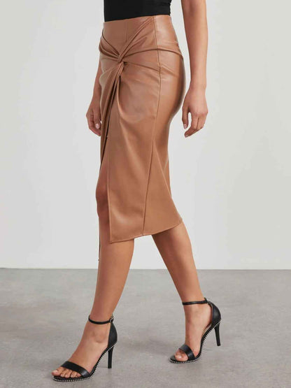Twist Detail High Waist Skirt - Fashion Finder Hub