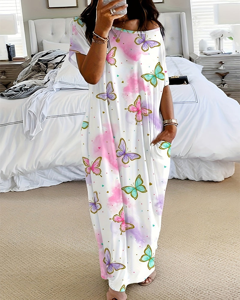 New Printed Long Home Dress Women