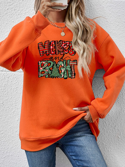 MERRY AND BRIGHT Long Sleeve Sweatshirt - Fashion Finder Hub