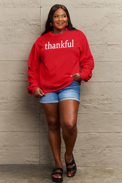 Simply Love Full Size THANKFUL Graphic Sweatshirt - Fashion Finder Hub
