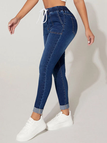 Drawstring Cropped Jeans - Fashion Finder Hub