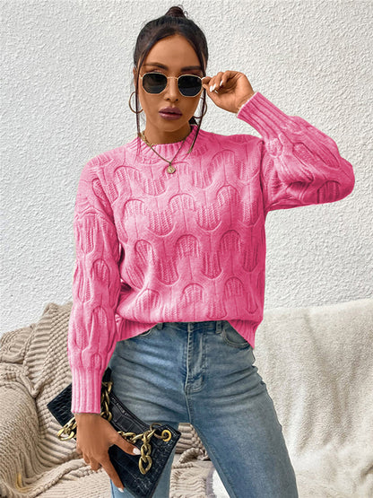 Round Neck Long Sleeve Sweater - Fashion Finder Hub