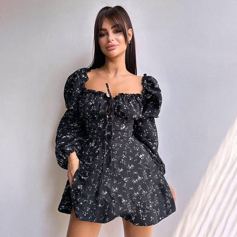 Women's Autumn Fashion Floral Long Sleeve Dress