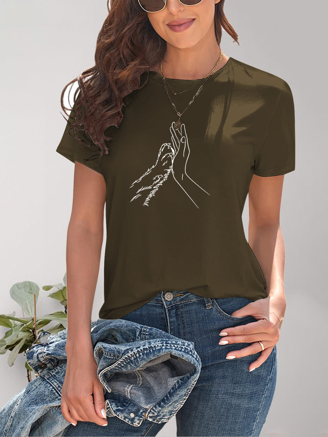 Graphic Round Neck Short Sleeve T-Shirt - Fashion Finder Hub