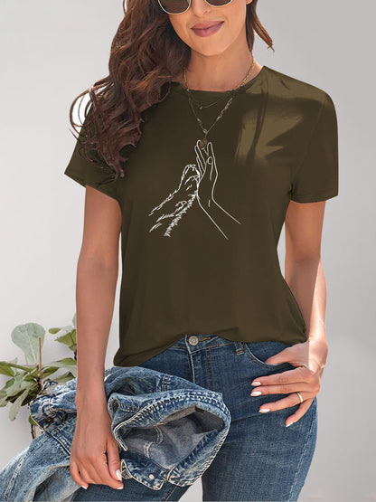 Graphic Round Neck Short Sleeve T-Shirt - Fashion Finder Hub