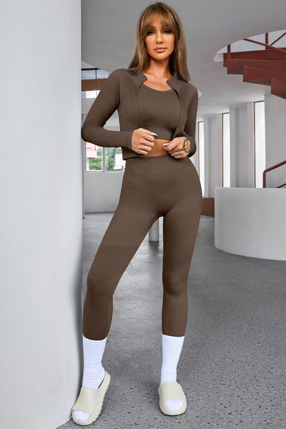 Tank Cropped Active Top and Pants Set - Fashion Finder Hub