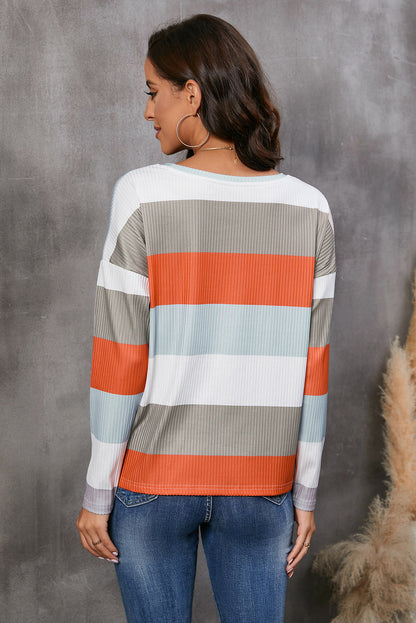 Wide Stripe Top with Pocket - Fashion Finder Hub