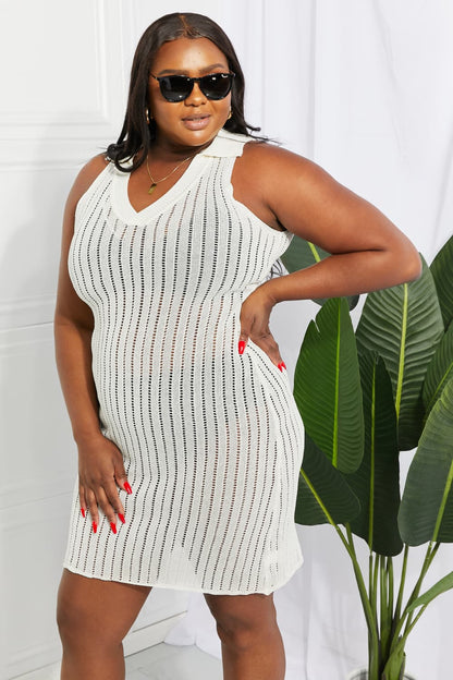 Openwork Johnny Collar Cover Up Dress - Fashion Finder Hub