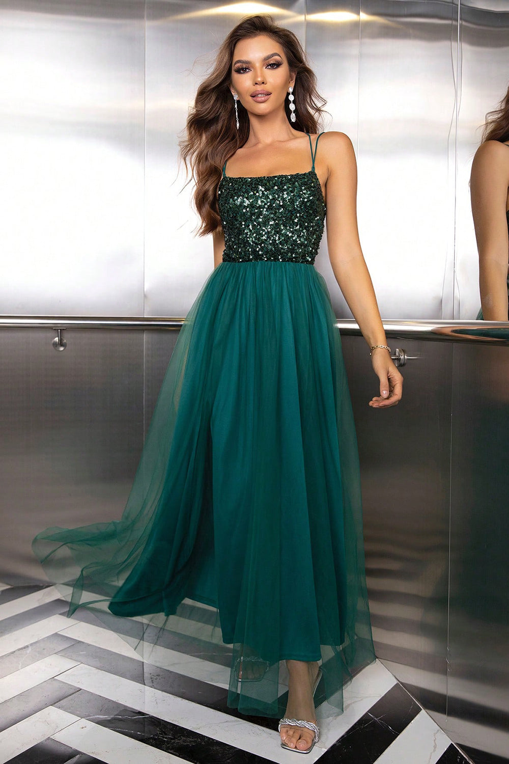 Lace-Up Backless Mesh Dress - Fashion Finder Hub