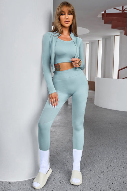Tank Cropped Active Top and Pants Set - Fashion Finder Hub