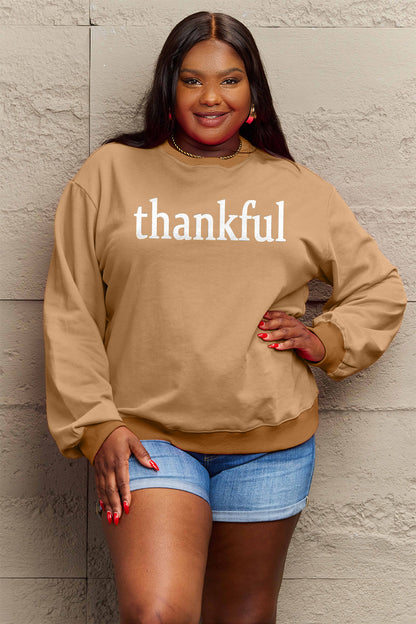 Simply Love Full Size THANKFUL Graphic Sweatshirt - Fashion Finder Hub