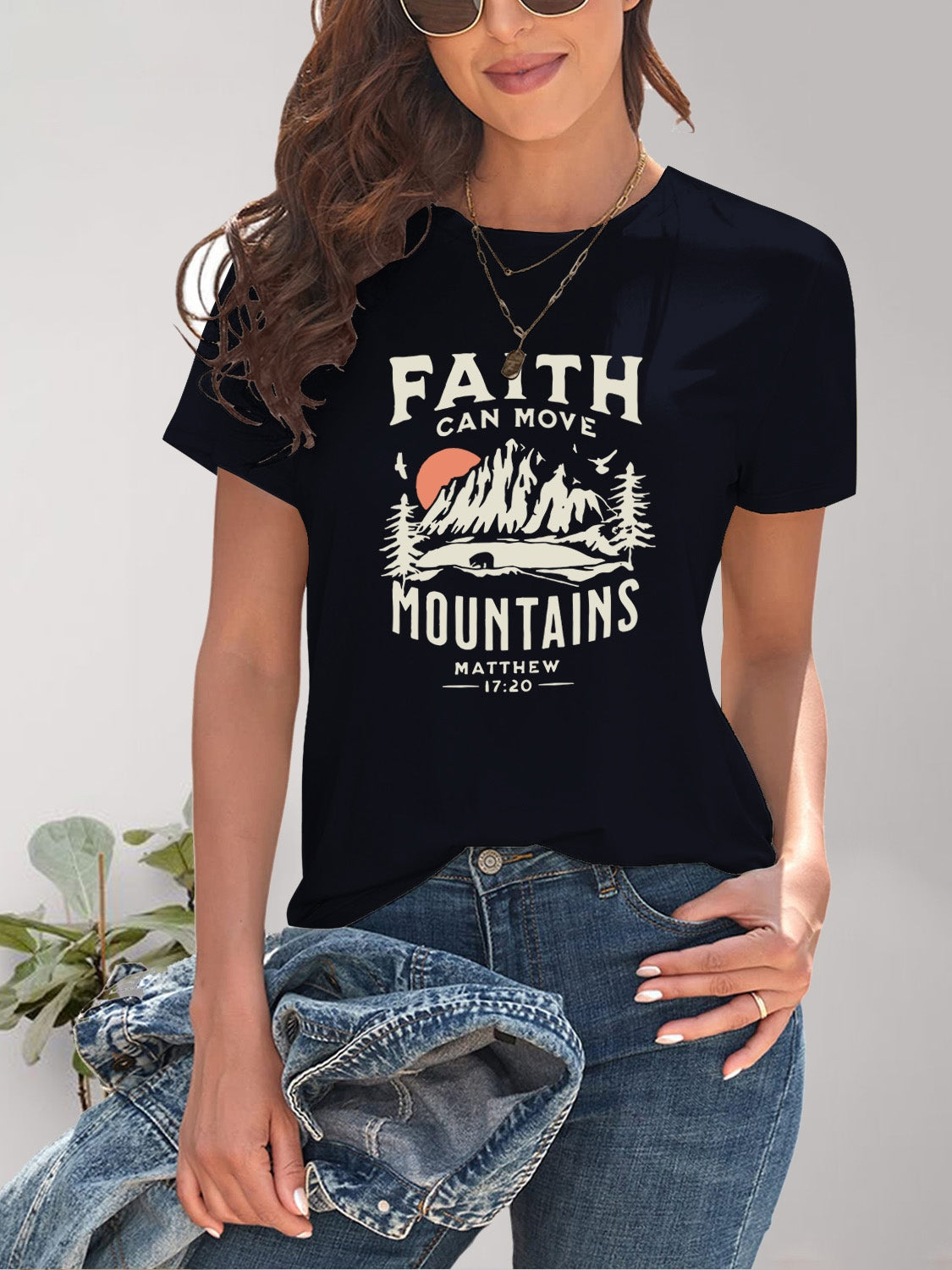 Graphic Round Neck Short Sleeve T-Shirt - Fashion Finder Hub