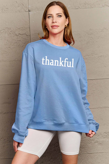 Simply Love Full Size THANKFUL Graphic Sweatshirt - Fashion Finder Hub