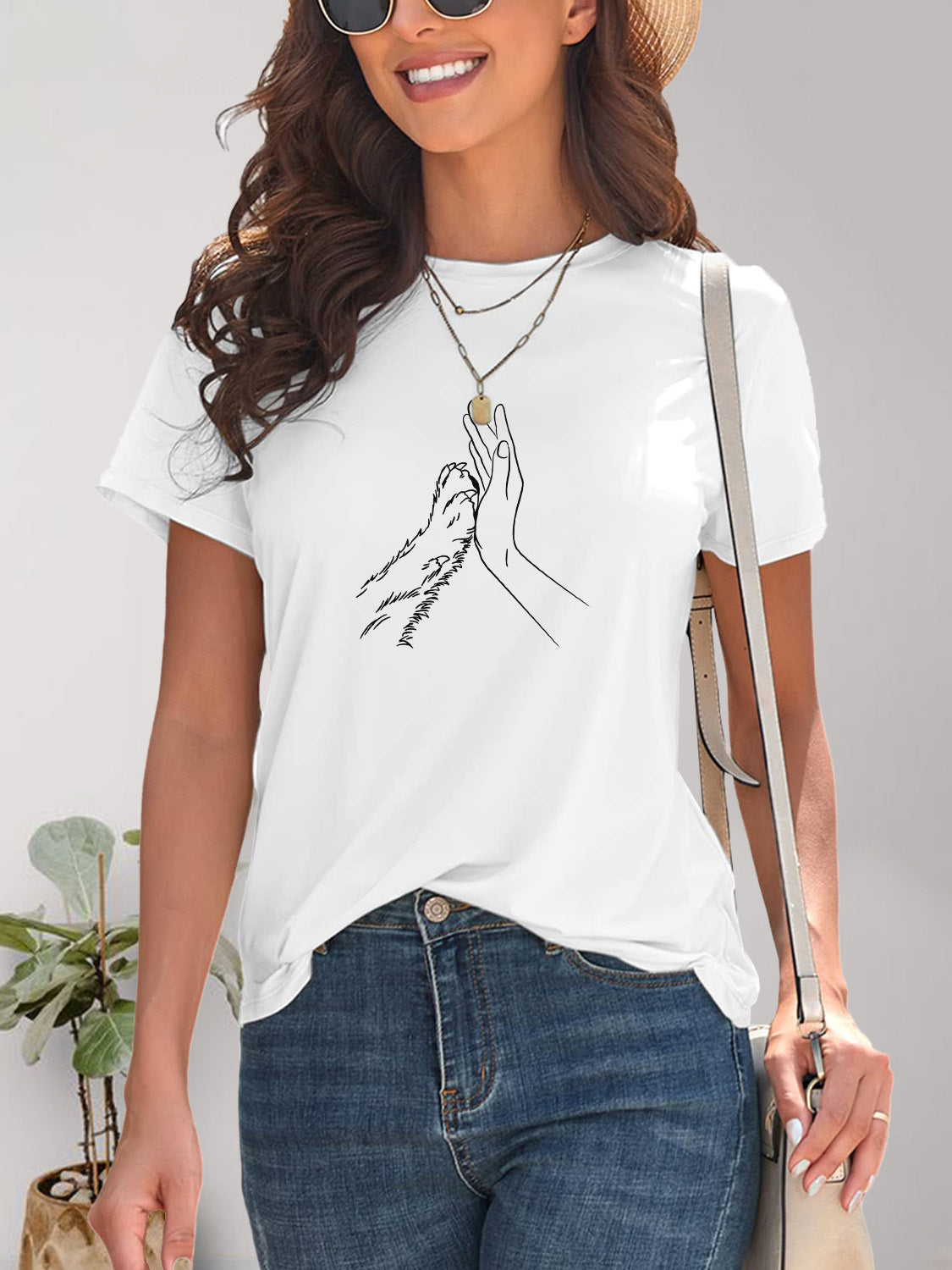 Graphic Round Neck Short Sleeve T-Shirt - Fashion Finder Hub
