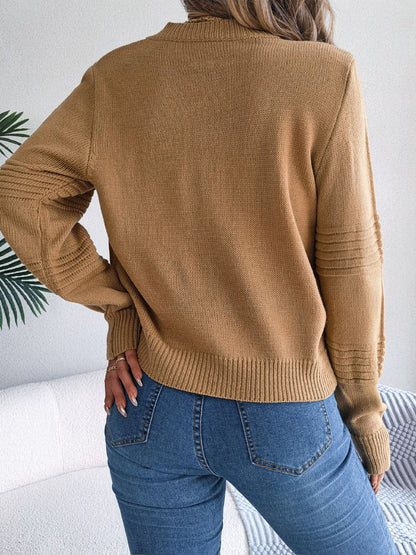 Round Neck Long Sleeve Sweater - Fashion Finder Hub