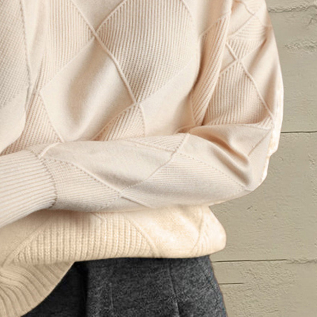 Geometric Turtleneck Long Sleeve Sweater - Fashion Finder Hub