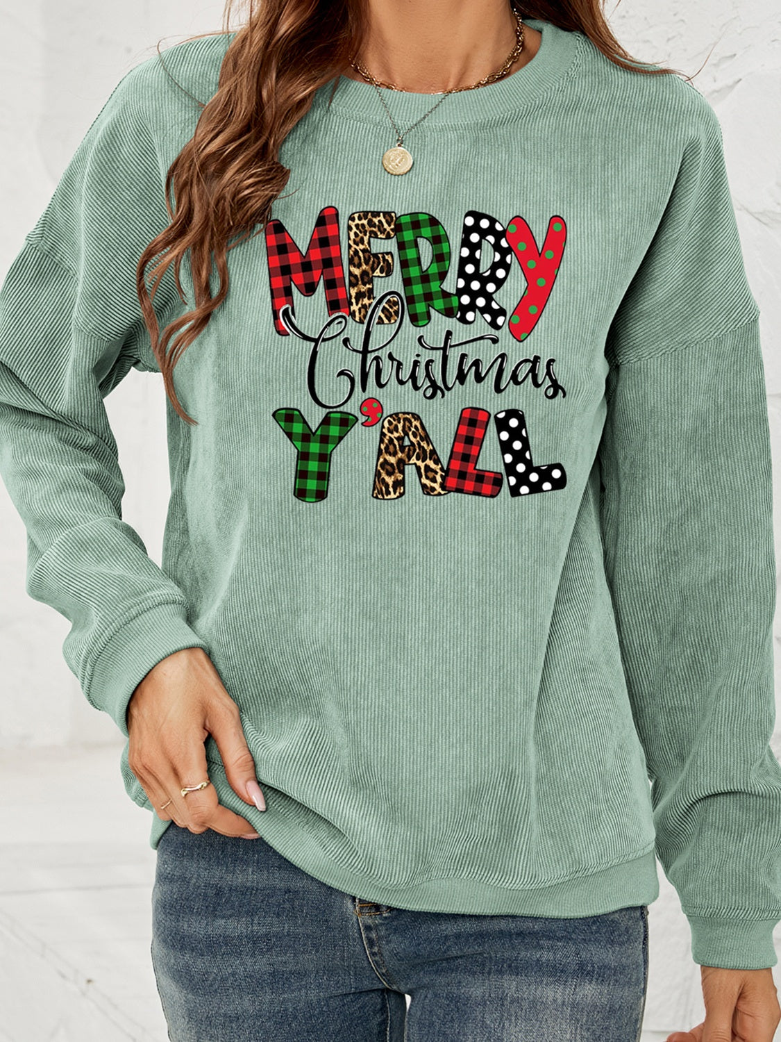 MERRY CHRISTMAS Y'ALL Graphic Sweatshirt - Fashion Finder Hub