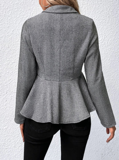 Ruffle Hem Collared Blazer - Fashion Finder Hub