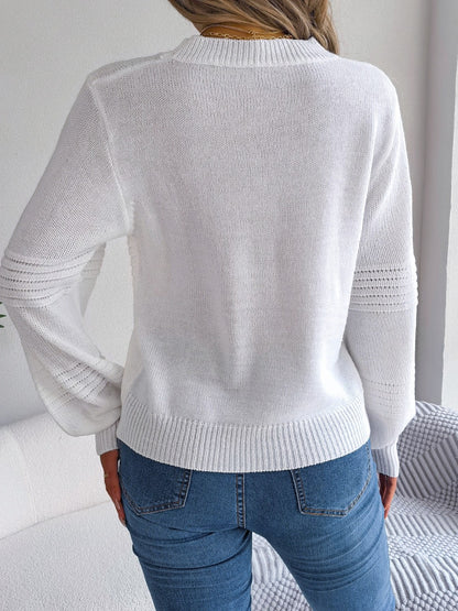 Round Neck Long Sleeve Sweater - Fashion Finder Hub