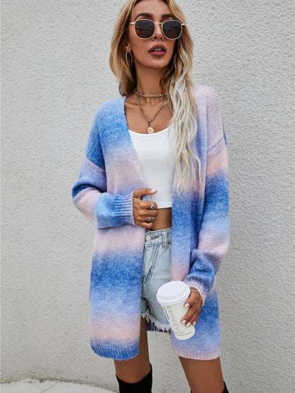 Full Size Gradient Open Front Cardigan - Fashion Finder Hub