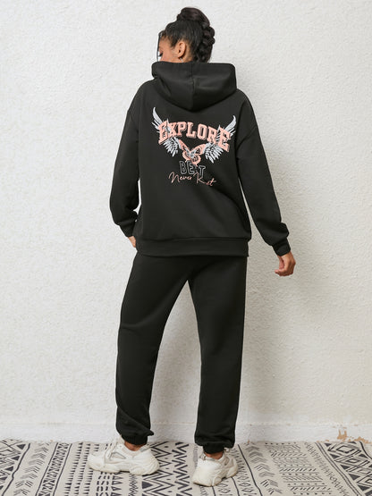 Graphic Hoodie and Sweatpants Set - Fashion Finder Hub