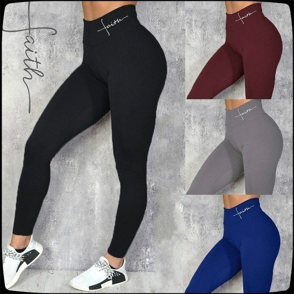 Linda Letter Printed Leggings (Hip Lifting Stretch)