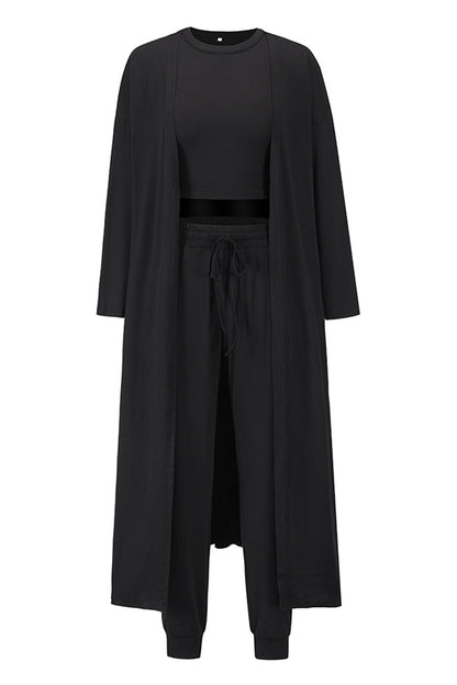 Tank, Pants, and Cardigan Set with Pockets - Fashion Finder Hub