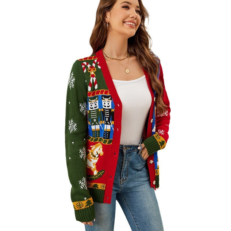 Santana Long Sleeve Knitted Coat Christmas Sweater